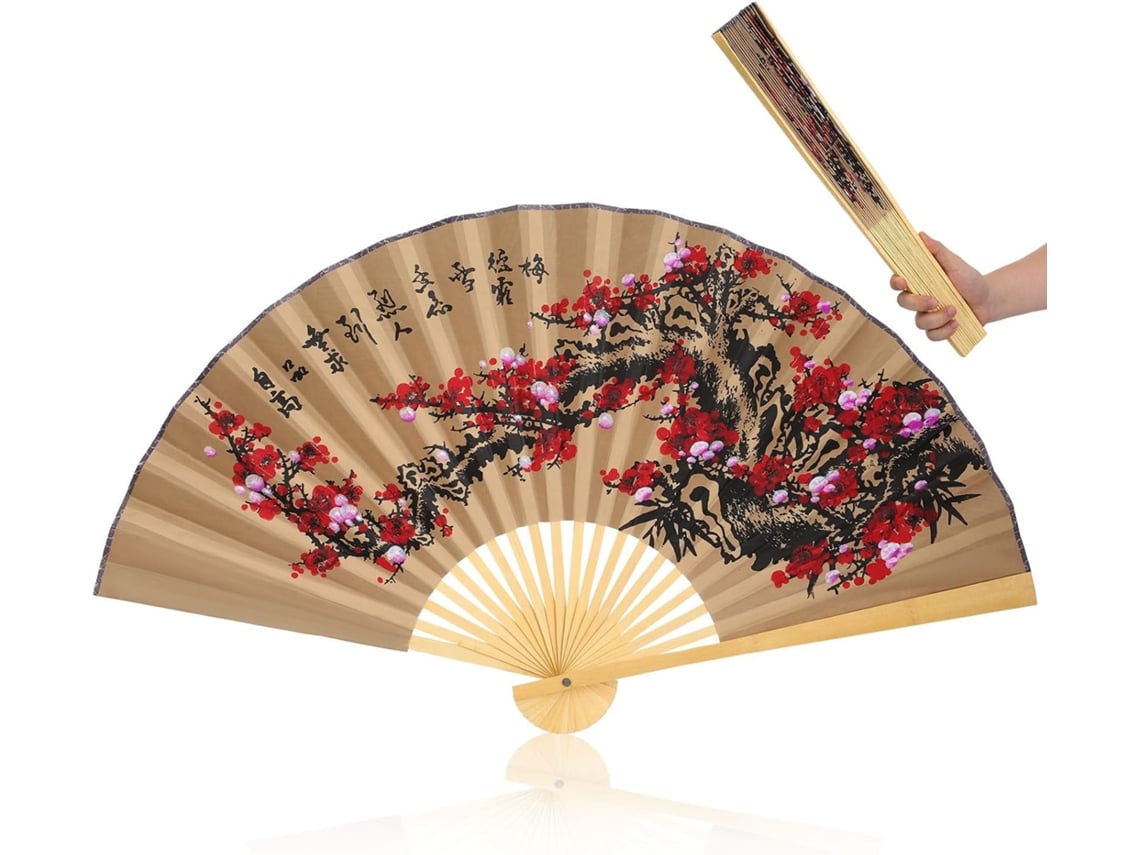 Leque Chinês Decorativo Gigante De 90x50 Cm Em Papel E Madeira Para Pendurar Na Parede, Ideal Para Casamentos