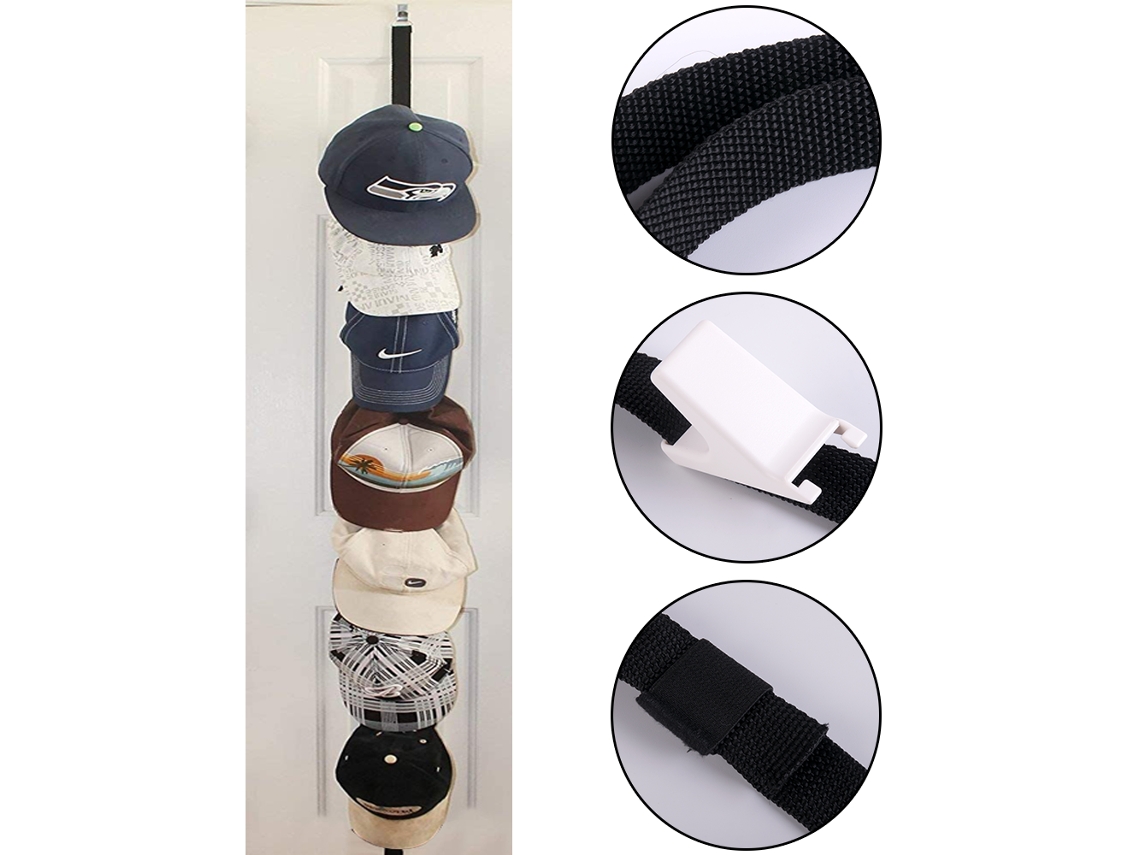 Suporte Para Chapéus De Beisebol, Organizador E Cabide Para Armazenamento Sobre O Armário Com Ganchos Ajustáveis Aquaforge