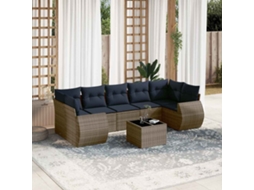 Vidaxl Conjunto De Sofá De Jardim Com 8 Peças E Almofadas Em Rattan Sintético Cinza
