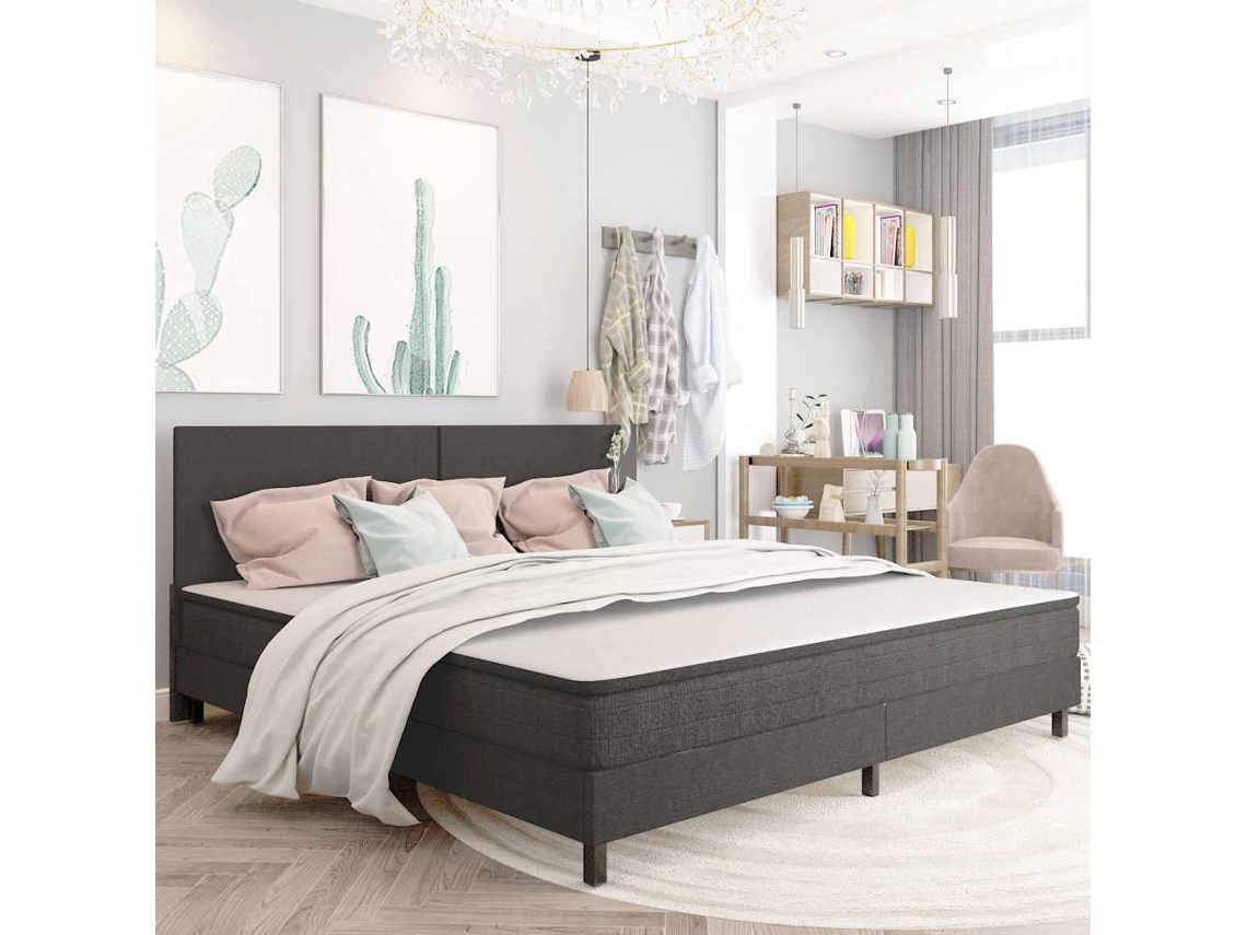 Vidaxl Cama Boxspring 200x200 Cm Tecido Cinzento