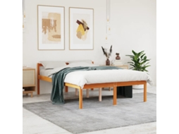 Cama Para Idosos 120x200 Cm Madeira Pinho Maciça Castanho Cera