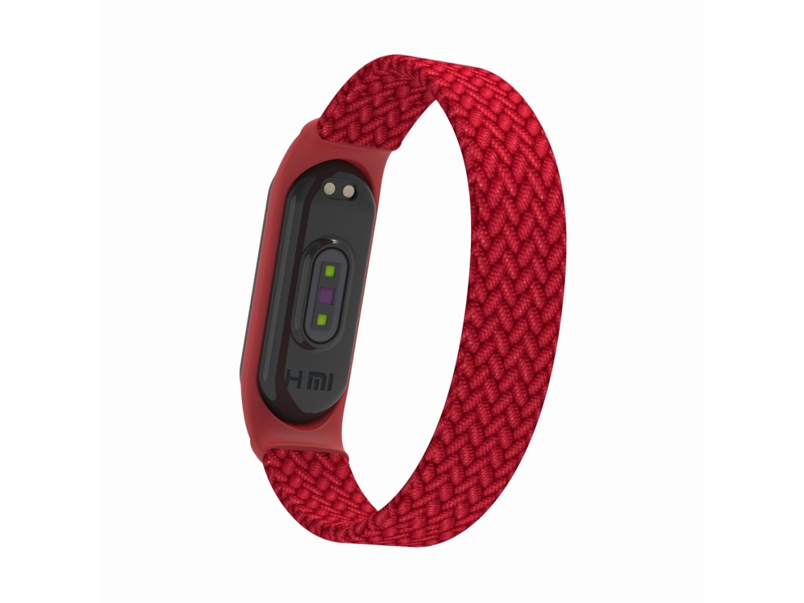Bracelete de Nylon Elásticob Tamanho S para Xiaomi Mi Band 5/4/3 Vermelho