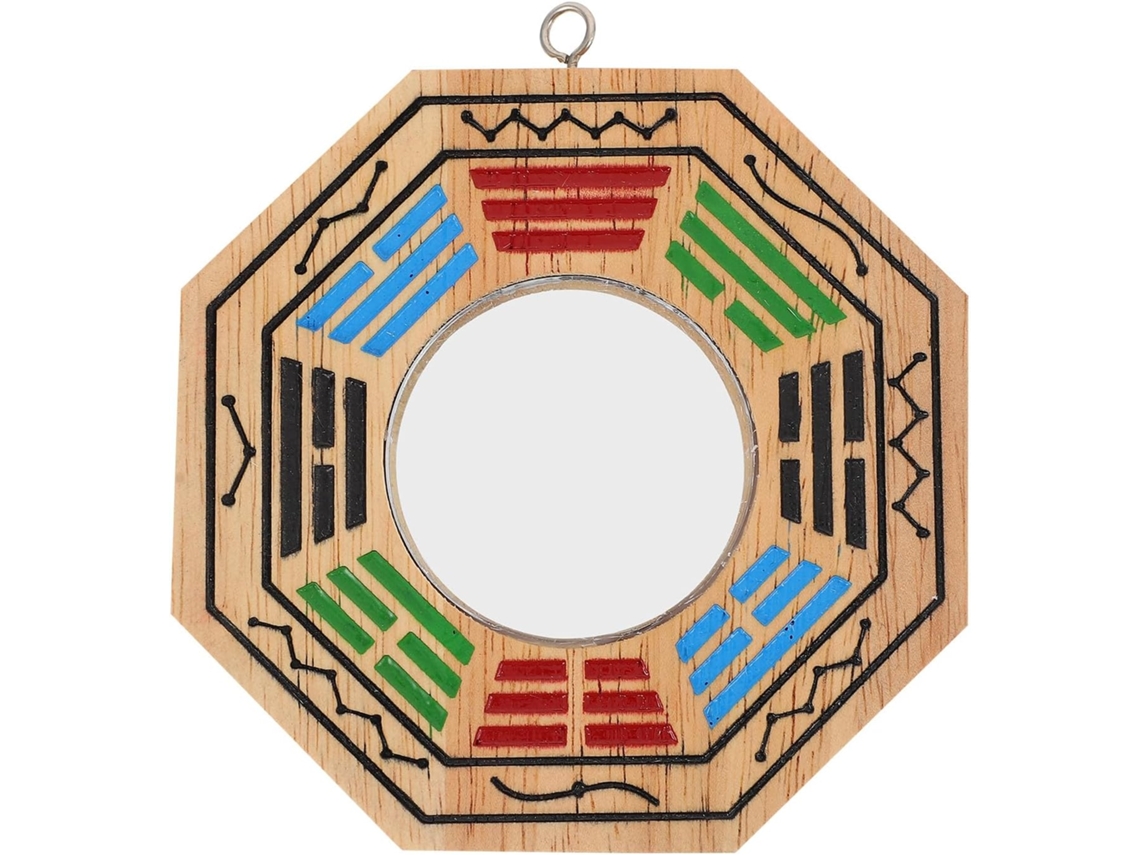 Espelho Madeira Taiji Bagua Decoração Parede Fácil Pendurar Efeito Decorativo Estilo Retrô Chique Dia GOKOCO