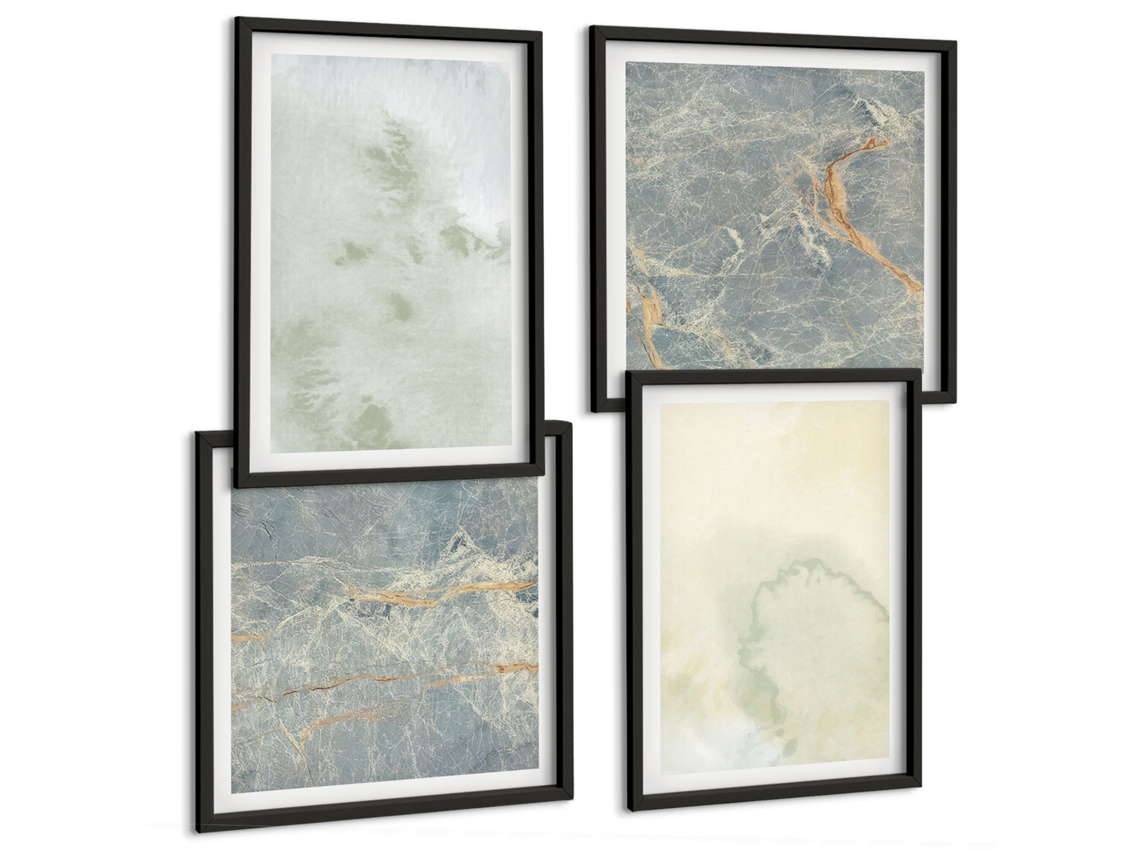 Quadros Decorativos Para Parede Arquitetura Marítima De Santorini Moldura Preta Pinturas De Quarto Espelharte (conjunto De 4 Imagens)
