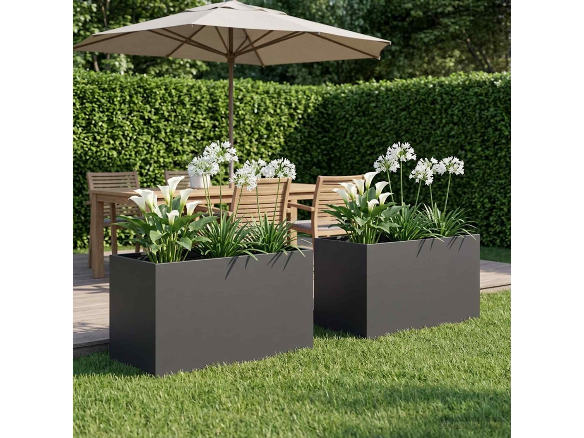 Vidaxl Vaso De Jardim 2 Unid. Preto 100 X 50 X 50 Cm