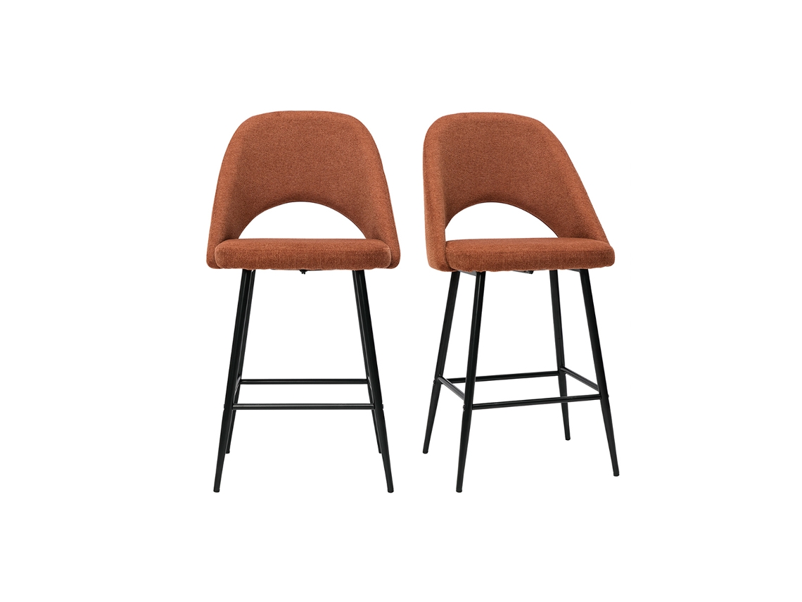 Conjunto de 2 bancos de cozinha com textura aveludada efeito terracota 65 cm Cosette MILIBOO