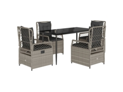 Garden Dining Set, Garden Dining Sets Vidaxl Cinzeto Rattan / Vime (140 X 70 X 74 Cm)