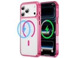 Capa Hexinyigjly Para Iphone 17 Pro Max, Design Ultrafino, Compatível Com Magsafe, Semitransparente Rosa Choque