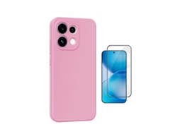 Kit Vidro Temperado Capa Silicone Líquido Phonecare Para Oppo Reno16 Pro - Rosa
