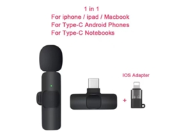 Microfone Sem Fio Universal ZYBLSSBB com conector Lightning para Tipo C