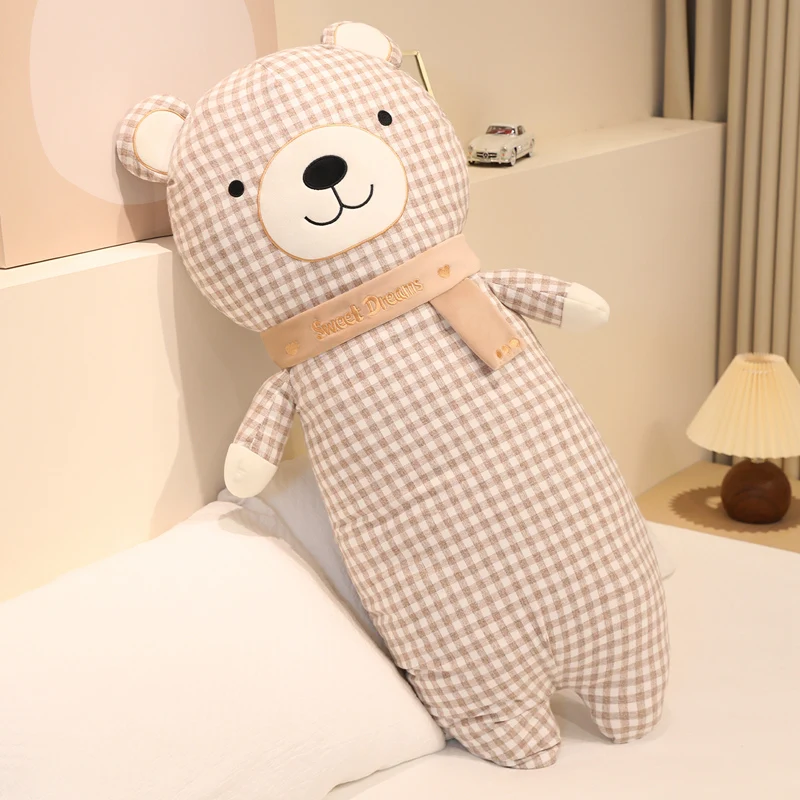 Cachecol Adulto, Almofada Comprida em Formato de Urso, Macia e Confortável. MDUG (cor Café, 70 Cm)