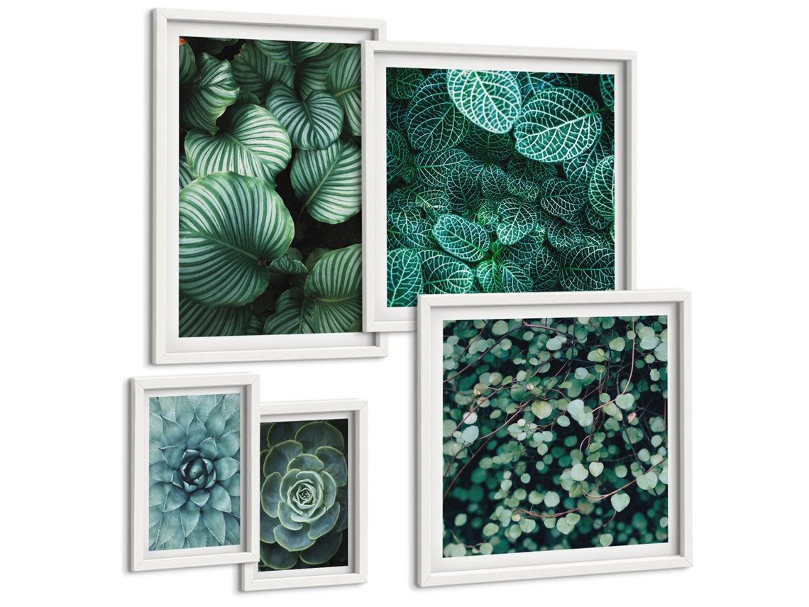 Composição De Quadros Na Parede Praia, Limões E Montanhas Moldura Branca Quadros Para O Escritório Espelharte (conjunto De 5 Imagens)