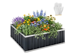 Canteiro Elevado De Aço Para Jardim. Base Aberta E Montagem Sem Ferramentas. 90x90x30cm.
