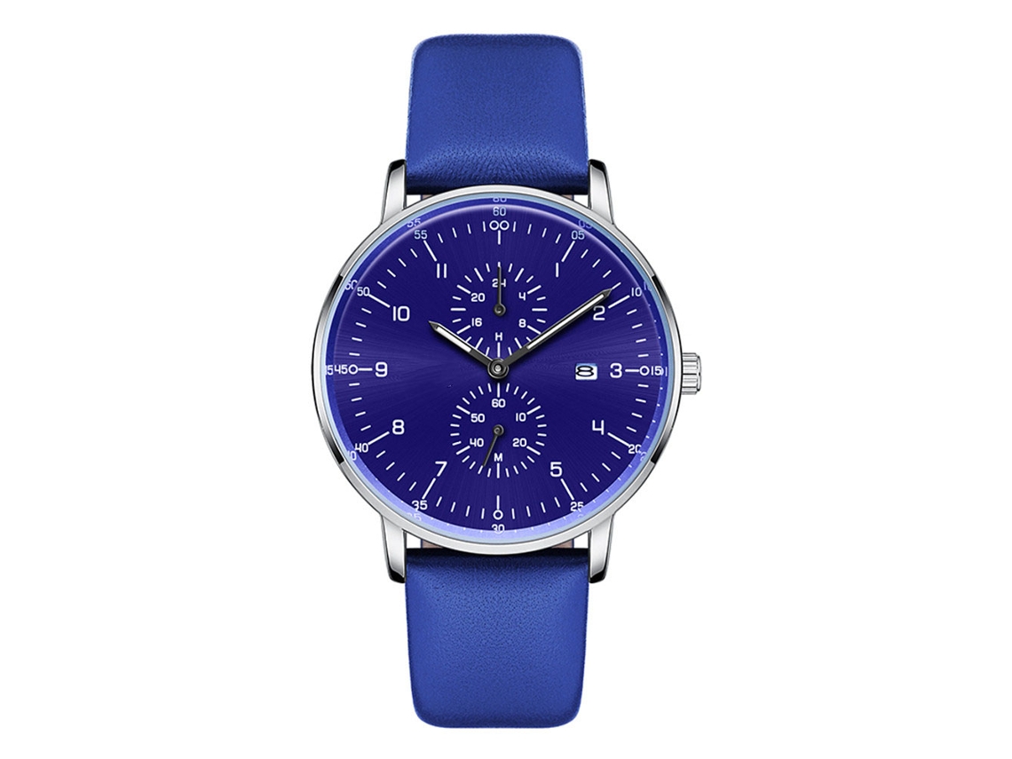 Relógio De Presente Azul Nary Quartzo Impermeável Com Pulseira Em Pu