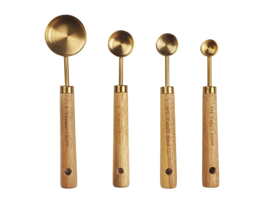 Conjunto de Copos Medidores de Aço Inoxidável Polido em Dourado para Secos e Líquidos NEVEANCE