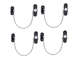 4 Restrictores de Janela, de Segurança, para Bebês, Bloqueios, de Janela e Porta, Fácil de Instalar, Aço Inoxidável, 19cm, Preto, S/MARCA