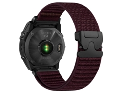 Bracelete Para Garmin (22mm) - Nylon Trançado - Padrão De Montanha - Fivela De Paraquedas - Ponteiras De Metal Ameixa