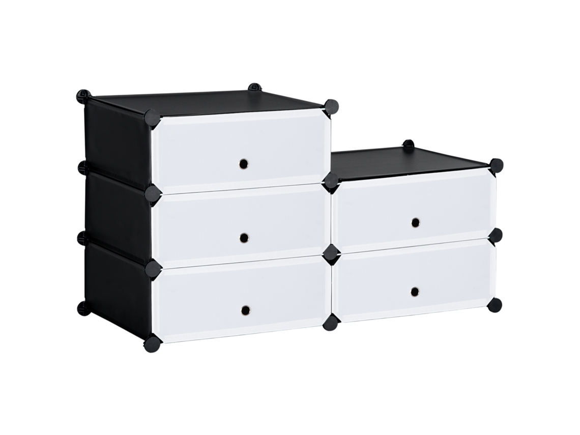 Sapateira Modular Otimizada com 6 Caixas de Plástico Pp e Aço, 49x36,5x108 Cm, Preto e Transparente ORBITRA COMMERCE