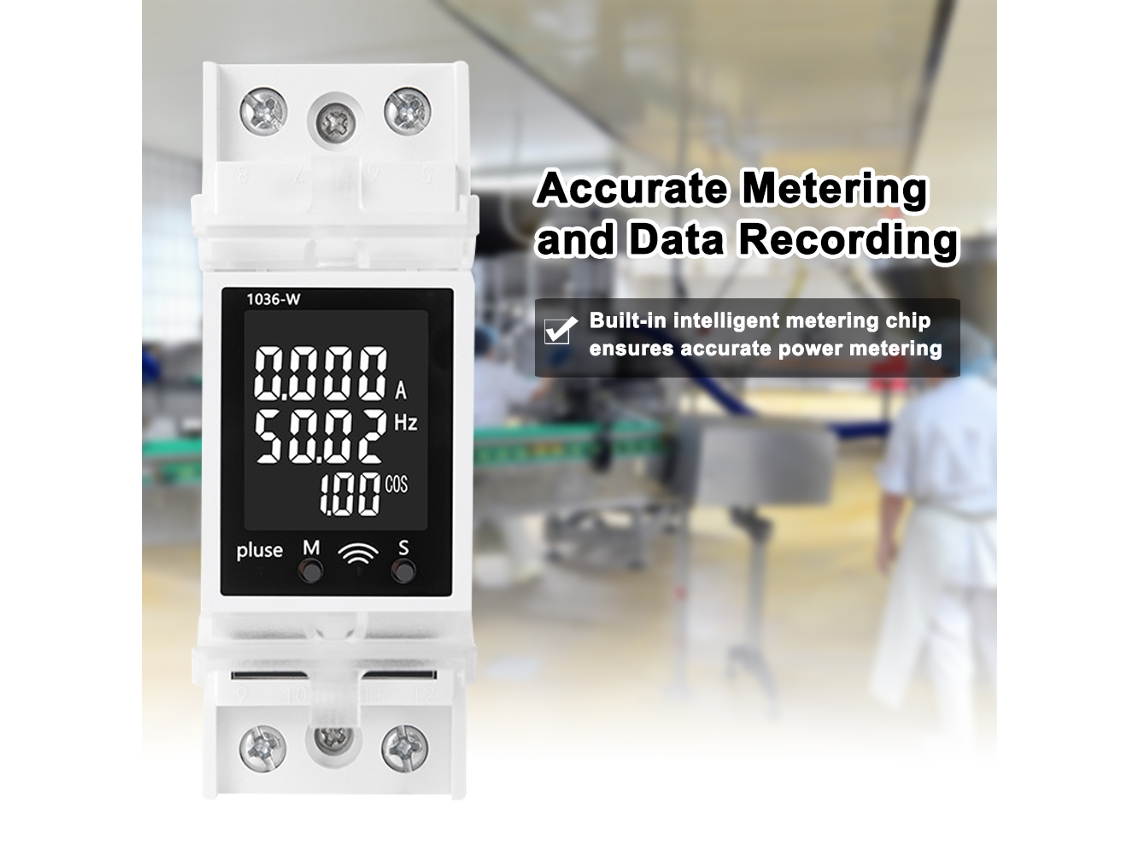 Medição Digital De Corrente E Tensão Interruptor Din Rail 85-265v 63a