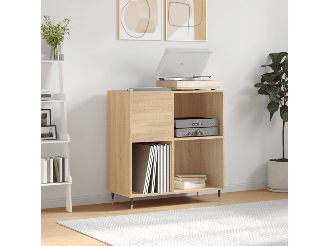 Vidaxl Armário P/ Discos 84,5x38x89 Cm Deriv. Madeira Carvalho Sonoma