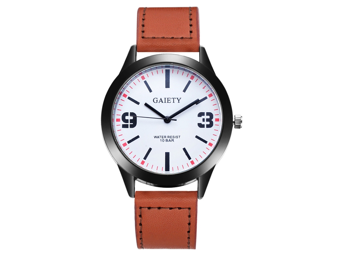 Reloj De Pulsera Para Hombre Analógico De Cuarzo Con Correa De Pu Estilo Casual Marrón Claro