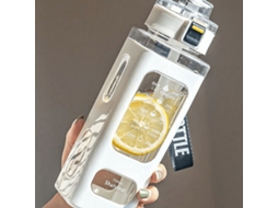 Garrafa de Água Esportiva Portátil Branca de 700ml, Feita de Plástico Lavável À Mão. MDUG