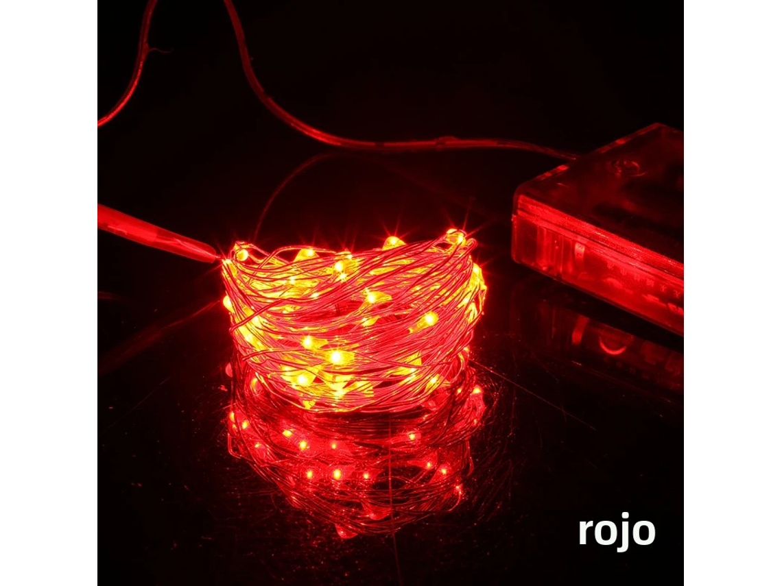 (2m20 Leds Vermelhos) Mini Cordão De Luzes Led Estilo Estrela, Alimentado Por Bateria E Feito De Fio De Cobre.