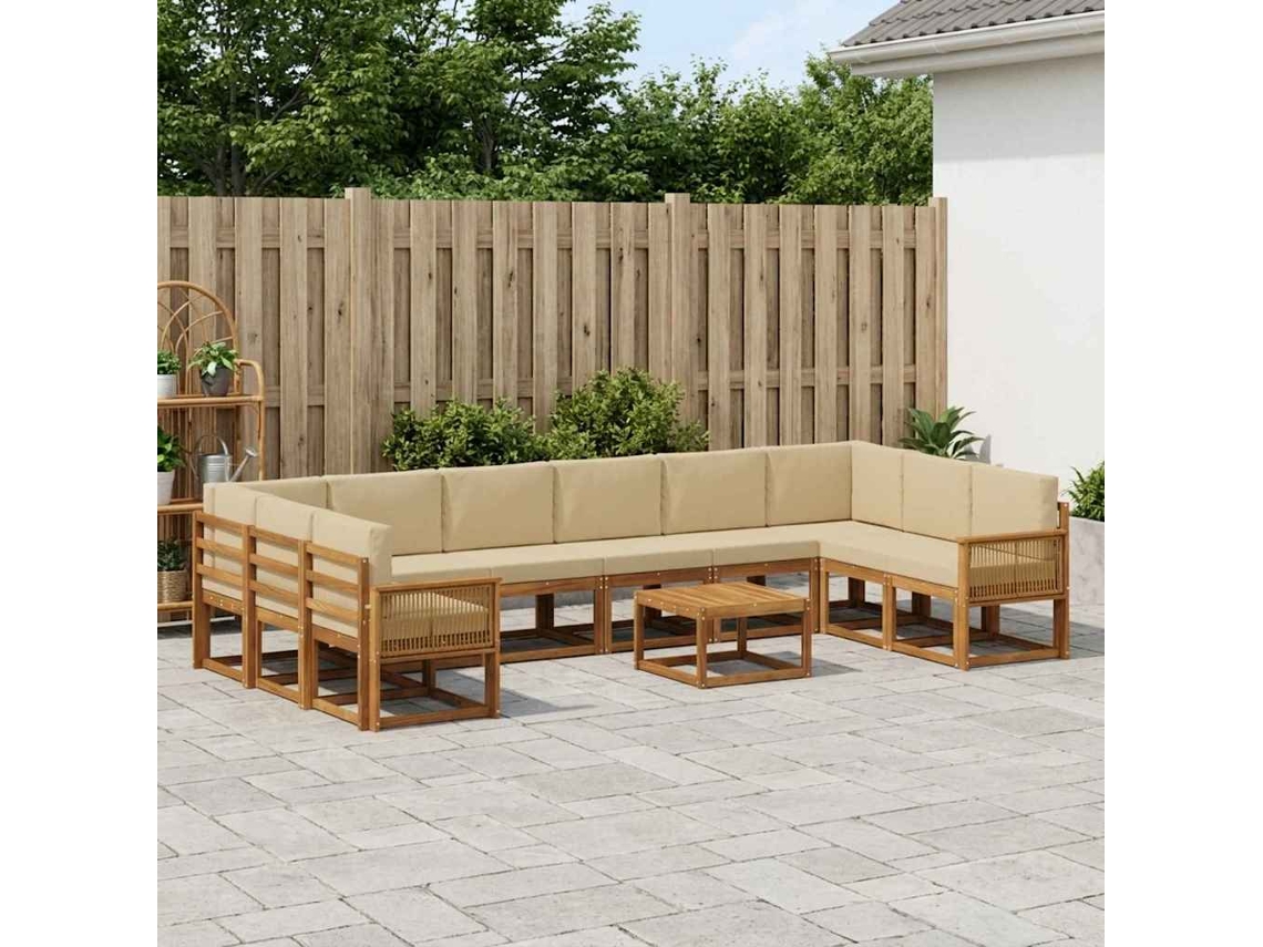 Vidaxl Conjunto De Sofás Para Exterior 11 Unid. Natural E Bege