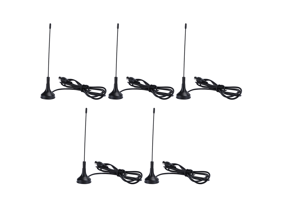 Kit De 5 Antenas Dvb-t Hdtv Digital 1080p Vhf Uhf 5dbi Com Ventosa Para Tv