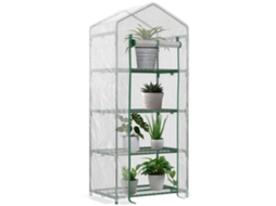 Estufa vertical com prateleira 4 níveis para varanda e terraço aço e PE verde escuro 70x50x160cm BTFORUS