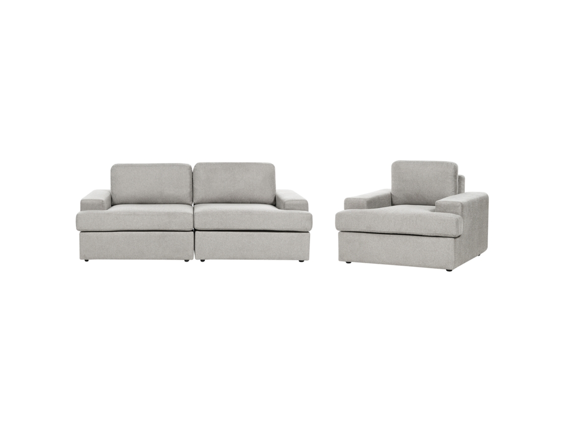 Conjunto De Sofás De Design Clássico Beliani Alla De Tecido Cinzento Claro 208x112x86