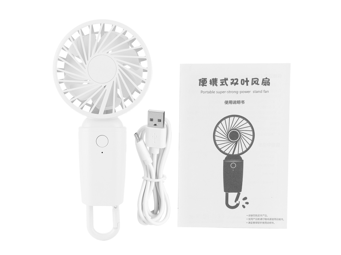Ventilador Portátil Mini Usb Recarregável com Gancho Branco
