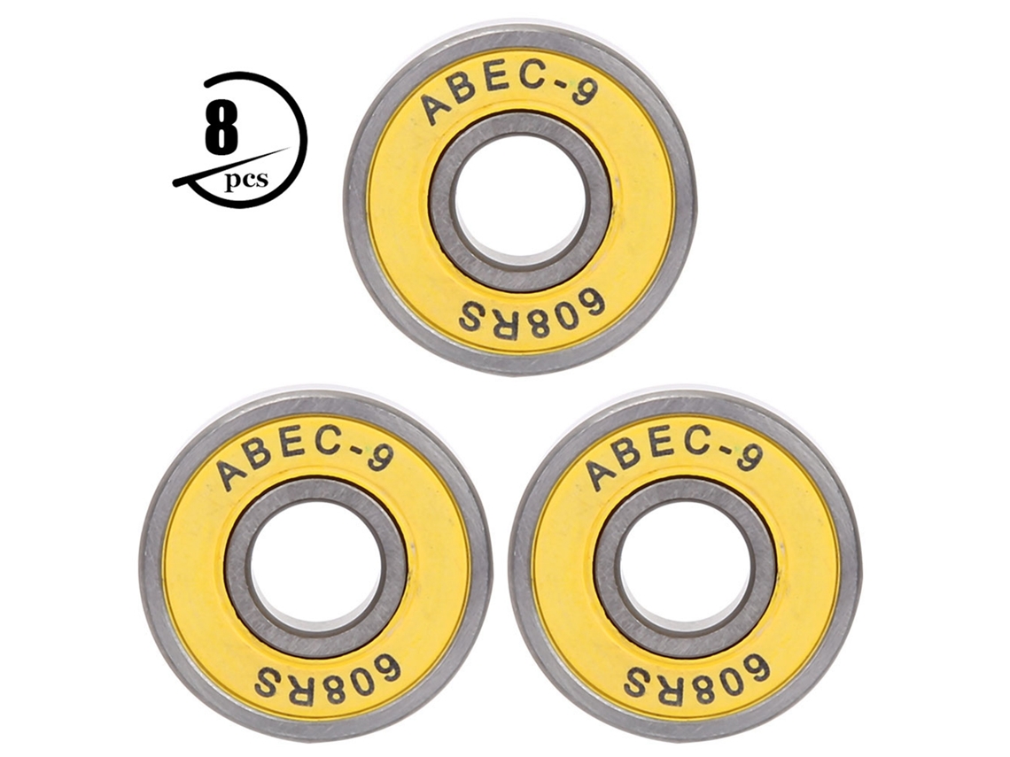 Kit de 8 rolamentos S/MARCA, 608, para patinete e roller, amarelo 9