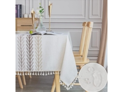 Lurelia Caminho De Mesa Retangular Algodão Linho Juta Natural 140x220 140x140cm Impermeável Antirrugas Antimanchas Bordado