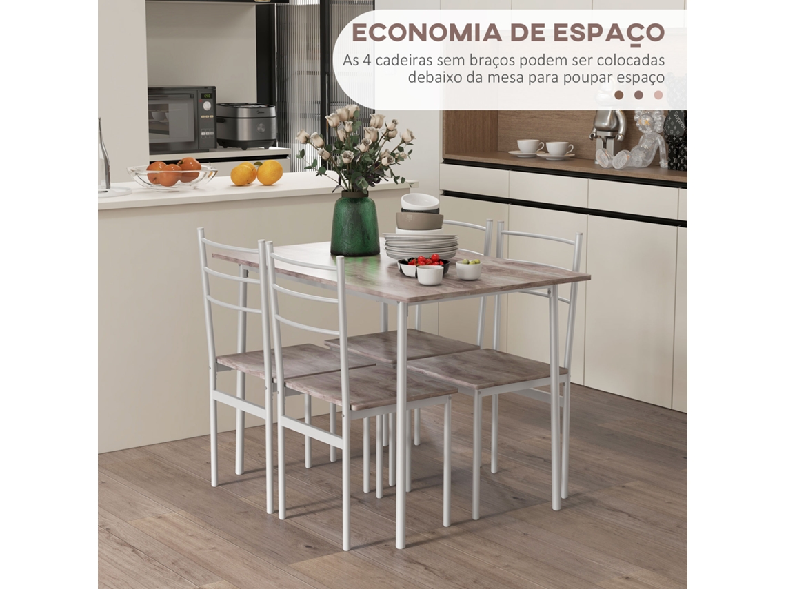 Jogo Conjunto De 4 Cadeiras Cozinha Jantar Aço Branco Metal