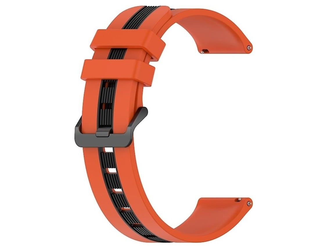 Pulseira De Relógio Lurelia Para Garmin Forerunner 255 22 Mm Vertical Bicolor Silicone Laranja Preto