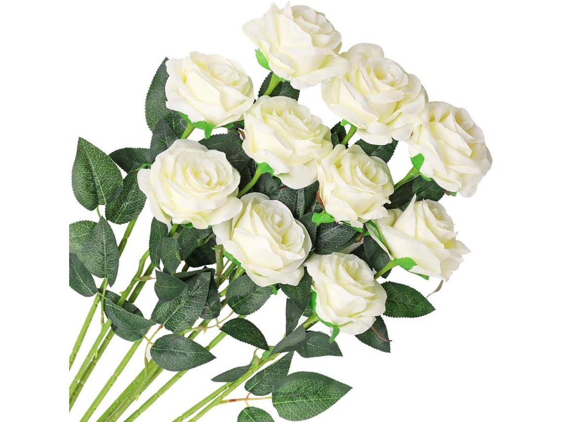 10 Hastes de Rosas Artificiais, Flores de Seda, Buquês de Flores Artificiais para AQUAFORGE