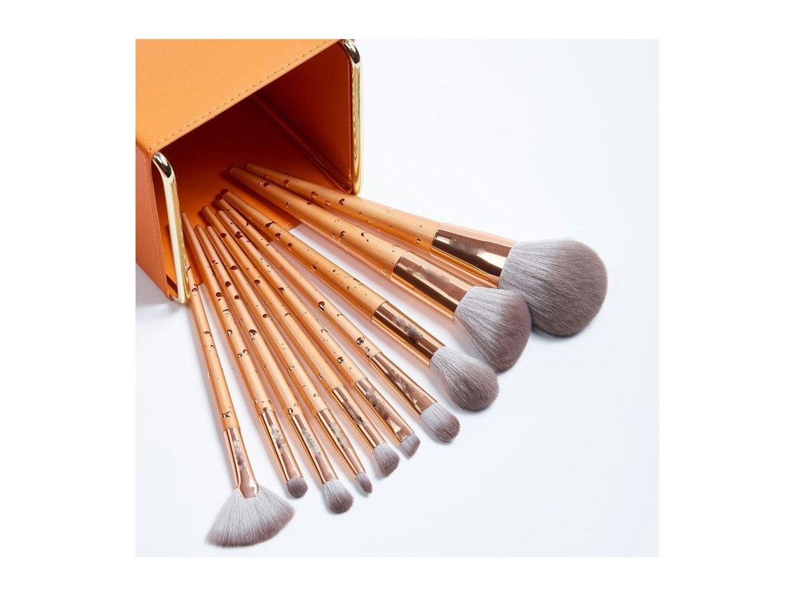 Conjunto de 10 Peças Pincéis Profissionais de Arte Cosméticos Pincéis de Pó Facial Kit de FerramentasDourado LUUCOZK