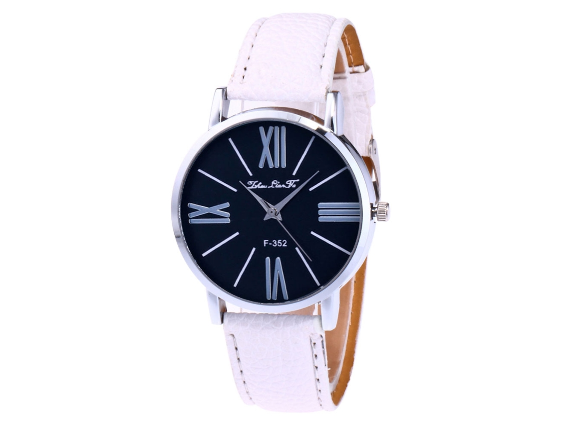 Reloj De Pulsera De Aleación Con Dial Redondo Analógico De Cuarzo Para Mujer Blanco