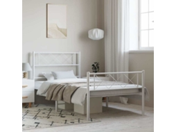 Vidaxl Estrutura De Cama Com Cabeceira E Pés 100x190 Cm Metal Branco
