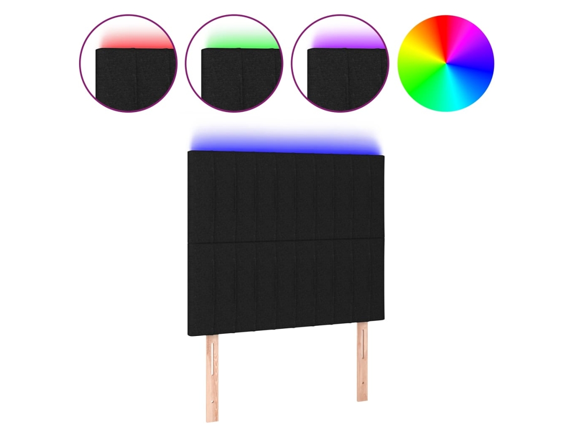 Led Headboard, Led Headboards Vidaxl Preto Tecido (100 X 5 X 118/128 Cm)