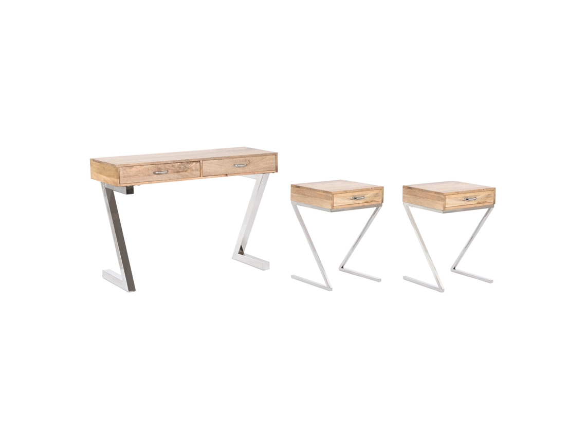 Conjunto de 3 consoles ALEXANDRA HOUSE LIVING em madeira de manga com mesas auxiliares, 110x41,5x76cm