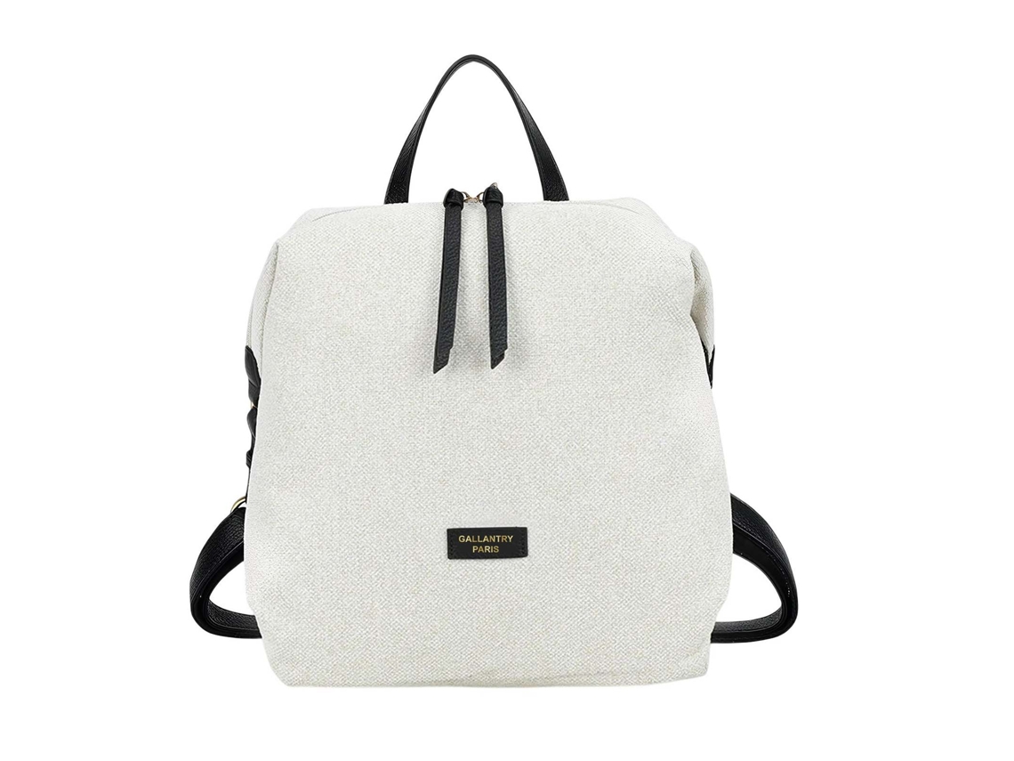 Mochila Casual Com Zíper Em Tecido Texturizado Contrastante Com Alças Ajustáveis