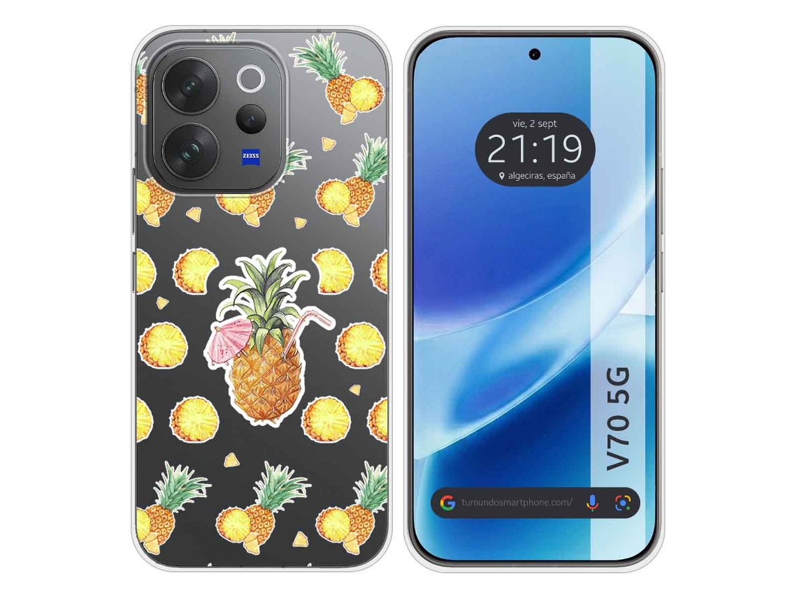 Capa Tumundosmartphone De Silicone Transparente Para Vivo V70 5g Com Estampa De Abacaxi