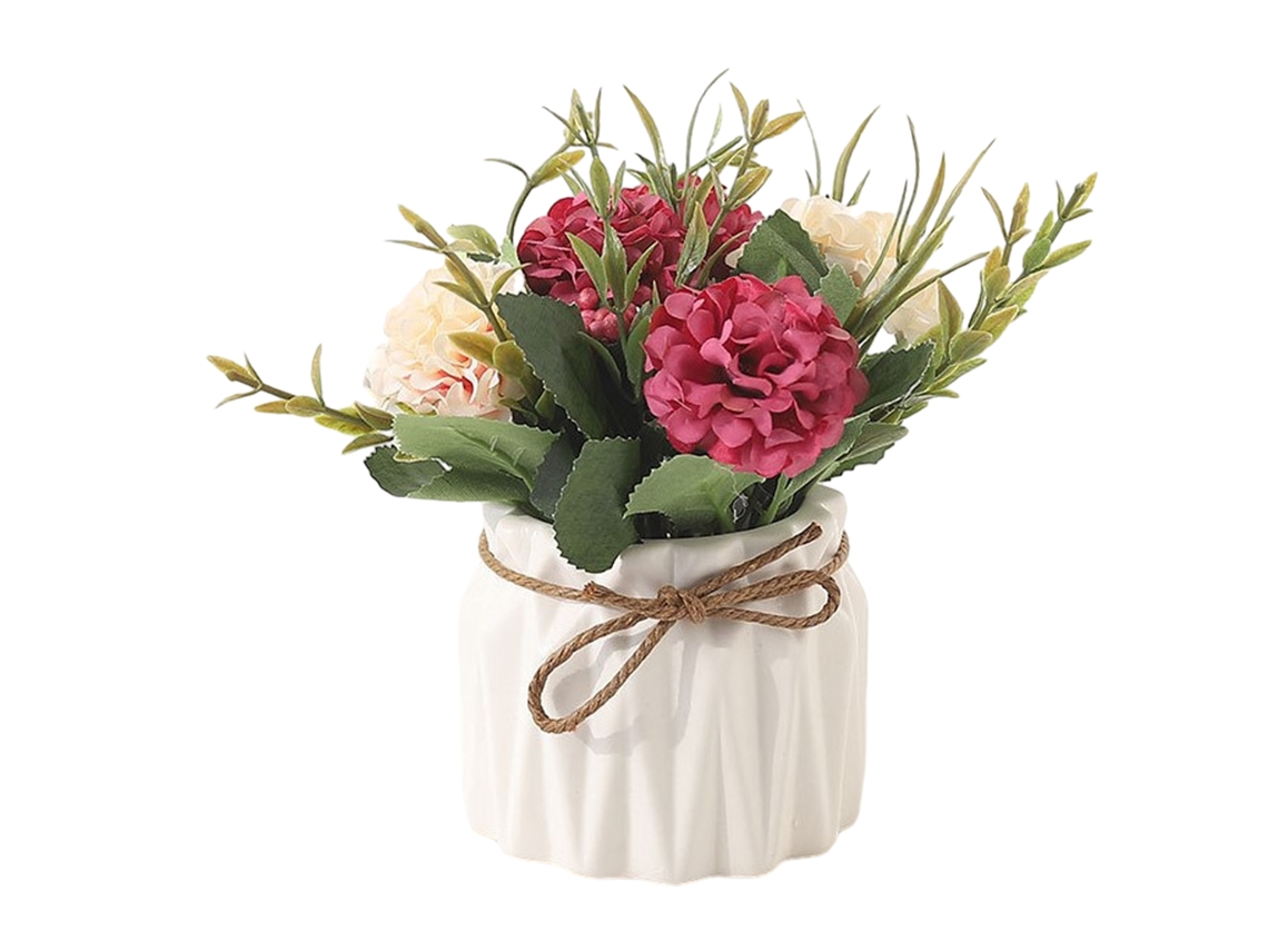 Hortênsias Artificiais com Vaso Mini Flores de Hortênsia Planta Artificial em Vaso de Cerâmica NEVEANCE