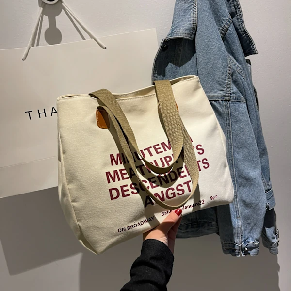 Bolsa de Compras AQUAFORGE de lona, grande capacidade, unissex, branca