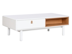 Mesa de Centro em Mdf Pu Branco, 120x60x40cm ALEXANDRA HOUSE LIVING