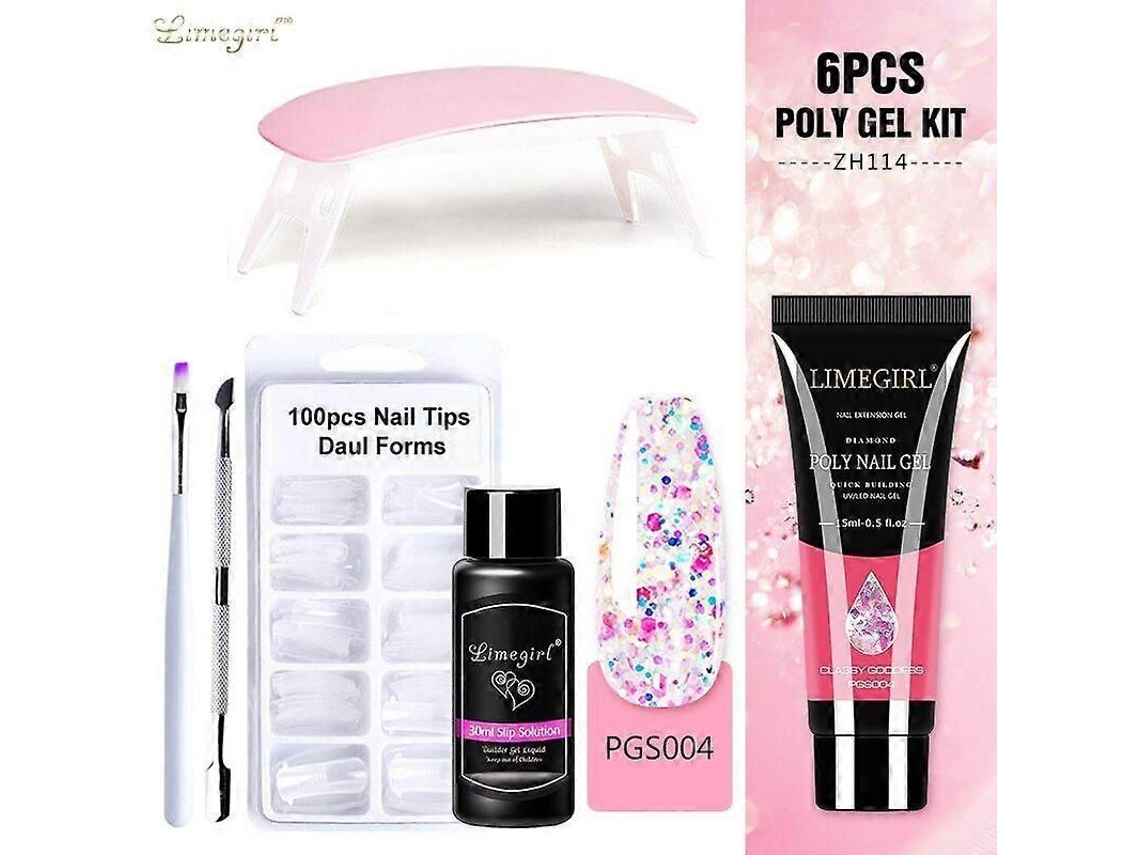 Kit de Unhas Gel Poly com Lâmpada Uv 6w, Rápido Ferramentas para Manicure GOKOCO