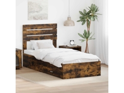 Vidaxl Estrutura Da Cama Com Gaveta Carvalho Defumado 90 X 190 Cm