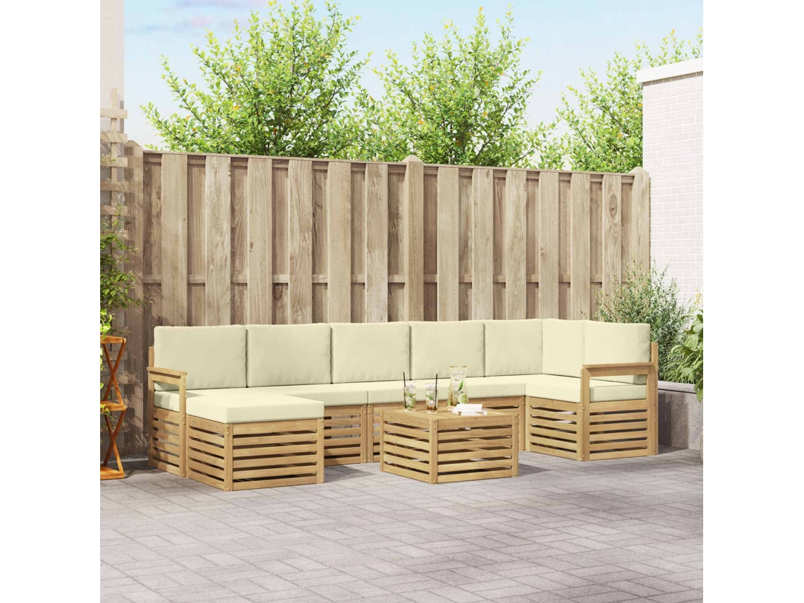 Vidaxl Conjunto De Sofás Para Exterior 8 Unid. Branco E Creme